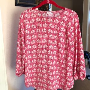 Pixley pink and white elephant blouse, Size S